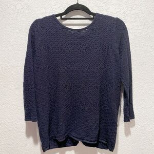 Jules & Leopold Navy Blue Womens Medium Textured Button Back Tunic Sweater